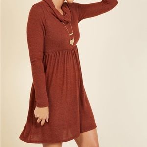 Modcloth “Honoring Hygge Sweater Dress” in Rust